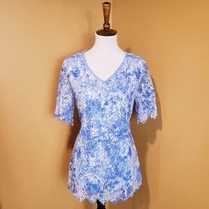 Elegant Blue Lace Women's Top